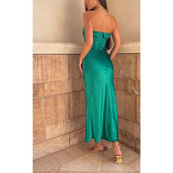 Runaway the label LEILA SLIP DRESS emerald XS NWT holidays party - Picture 2 of 9